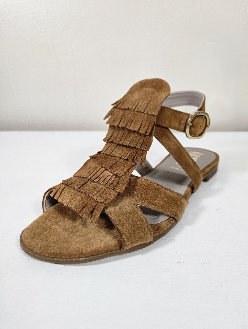 Browns Brown Suede Fringed Flat Sandal, Size 35 ~ LIKE NEW